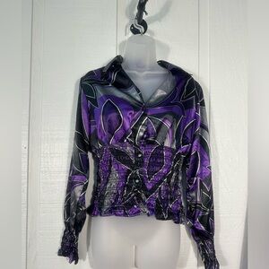 MKM Designs Vintage Women’s Purple Geometric Print Top Size Large EUC